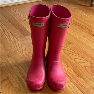Kids size 2 Pink Hunter Boots.